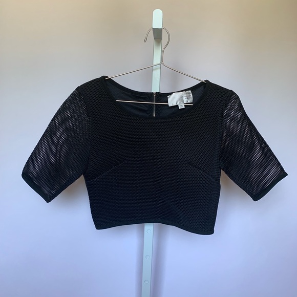 J.O.A. Tops - JOA | Black Fishnet Cropped Top | Womens Small